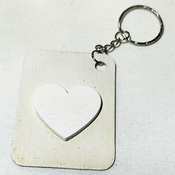 NEW Handmade Keychain Bag Tag! Italian Wood ArtDeco6. "I LOVE My Bag" Wood Heart - Picture 5 of 6
